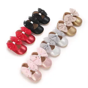 Baby Meisjes Prinsessen Schoenen Glitter Strik Mary Janes Ster Maan Mesh Loopschoenen Zachte Zool Peuter Feest Bruiloft Schattige Schoentjes