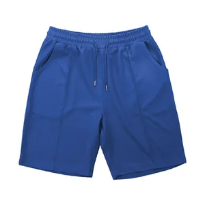 Casual blauwe sportshort voor heren met wafelstructuur, trekkoord en handige zakken