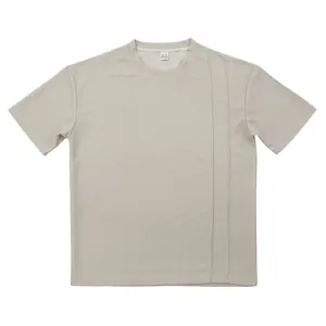 Grijs heren-T-shirt met korte mouwen en verticaal gestructureerd streepdetail erop