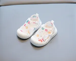 Sandales pour bébé en maille respirante avec semelle souple antidérapante et scratch