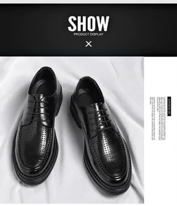 Professionelle Ansicht von atmungsaktiven schwarzen Leder-Business-Schuhen für Herren