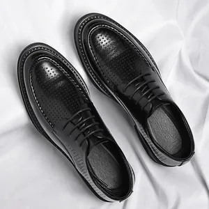 Herren Business Formelle Lederschuhe Hohl Atmungsaktiv Sommer Oxford Schuhe Runde Zehe Weiche Sohle Schnürer Büro Lässige Schuhe