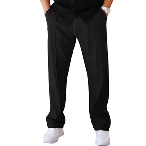 Pantalon décontracté large pour homme, coupe droite, style oversize américain noir