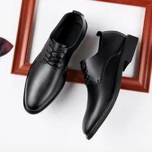 Men's Business Casual Leather Shoes Comfortable Soft Sole Microfiber Leather Formal Lace-up Derby Shoes Non-slip Professional Footwear