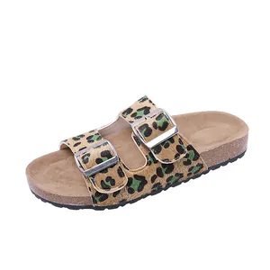 Sandales léopard pour femmes avec deux boucles réglables, style Birkenstock classique