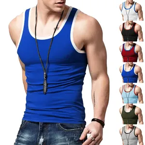 Premium men's slim fit color-block athletic tank top available in multiple colors