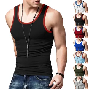 Ανδρικό αθλητικό φανελάκι slim fit με χρωματιστό ρέλι σε διάφορα χρώματα