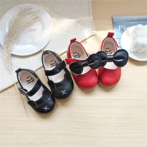 Weichsohlige Prinzessinnen-Lederschuhe für Babys mit süßer Schleife und Hasenohren