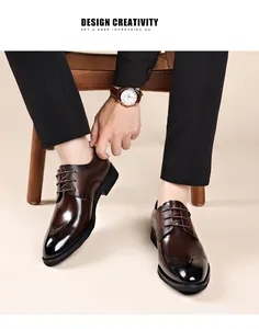 Classic dark brown men's oxford leather shoes with polished finish for business