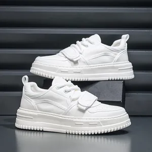 Herren Weiß Plateau Skateboardschuhe Fashion Streetwear Sneaker Spaltleder Netzgewebe Lässig Schnürung Klettverschluss Sneaker Für Alltag