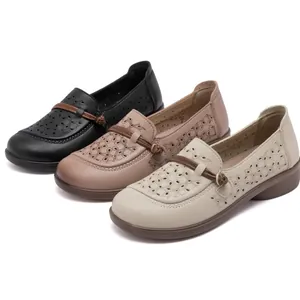 Breathable perforated women's loafers with soft soles shown in three stylish colors