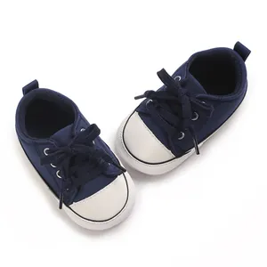 Baskets classiques pour bébé bleu marine à semelle souple pour nourrissons de 0 à 1 an