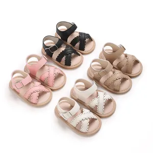 Baby Girls Soft Sole Sandals Infant Toddler Scalloped Edge Cross Strap Princess Prewalker Shoes