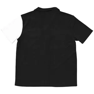 Back view of a heavyweight loose fit corduroy short sleeve shirt with contrast white sleeve