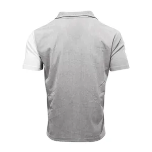 Back view of men's color-block corduroy short-sleeve shirt showing ribbed texture
