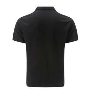 Vue arrière détaillée d'un polo pour homme noir en maille gaufrée texturée