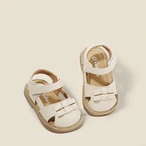 Baby Girls Bow Sandals Microfiber Leather First Walker Shoes Non-Slip Soft Sole Summer Toddler Princess Hollow Out Sandals