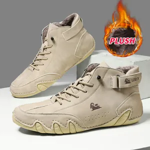 Bottes Martin pour hommes à tige haute avec doublure en peluche et semelle antidérapante