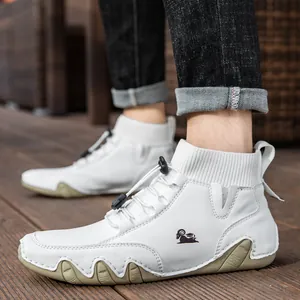 Zapatillas altas tipo calcetín blancas para hombre y mujer botas casual