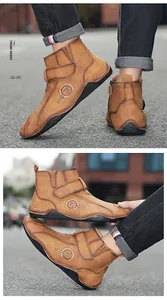 Botas Martin resistentes para hombre en cuero marrón, forro cálido para otoño e invierno