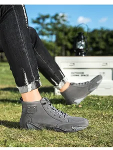 Grijze casual herenlaarzen met octopus-zool voor outdooractiviteiten in de herfst