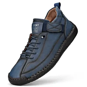 Botas Martin para Hombre Zapatos de Trabajo Casuales al Aire Libre Caña Media Suela de Goma Cosida Microfibra Cuero Invierno