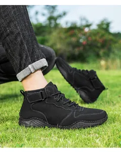 Bottines de sport d'extérieur hautes noires pour hommes avec semelle antidérapante