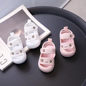 Baby Mädchen Softsohle Geschlossene Sandalen Sommer Mesh Laufschuhe Hasen Blumen Stickerei Prinzessin Stil