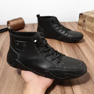 Premium zwart lederen heren Martin boots met een uniek octopus zoolontwerp voor grip