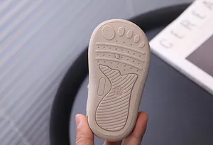 Macro view of the anti-slip soft rubber sole for breathable baby summer sandals
