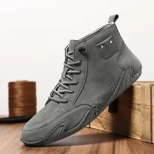Heren Martin boots hoog model met unieke octopuszool in grijs suède look