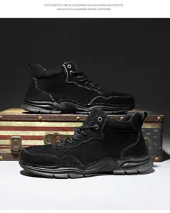 Bottines de randonnée en daim noir pour hommes avec semelle durable en mousse EVA