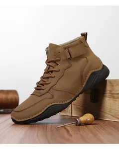 Bottes de loisirs d'extérieur montantes marron pour hommes avec semelle antidérapante