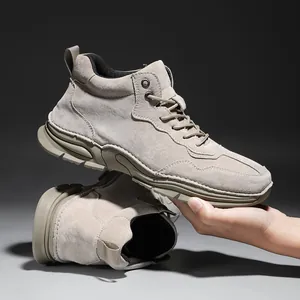 Bottines Martin en Cuir de Porc pour Hommes Hautes Chaussures Décontractées d'Extérieur Antidérapantes Résistantes à l'Usure pour Hommes