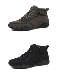 Bottes Martin pour hommes en marron et noir avec semelles en caoutchouc antidérapantes