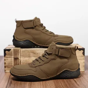 Bottes Martin Hautes pour Hommes Cuir Microfibre Chaussures de Sport Plein Air Semelle Poulpe Bottines Décontractées Automne Hiver