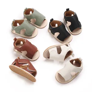 Variety of multi-colored baby soft sole leather walker sandals for infants and toddlers