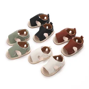 Variety of soft-sole baby sandals in green, black, brown and white colors