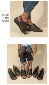 Dettaglio dei sandali con zeppa etnici vintage da donna in vari colori