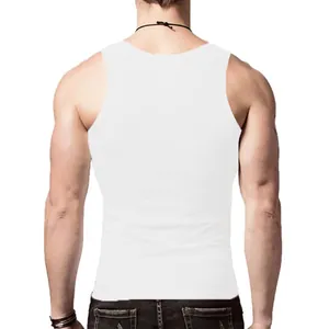 Dettaglio vista posteriore della canotta sportiva bianca slim-fit da uomo per l'allenamento