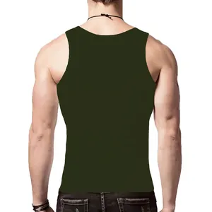 Rückansicht eines dunkelgrünen Sport-Tanktops für Herren für intensives Gym-Training.