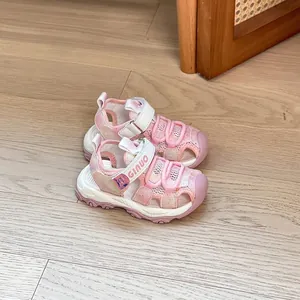 Stijlvolle roze glitter sandalen voor meisjes met zachte zolen en klittenbandsluiting