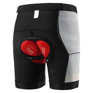 Unisex professional padded cycling shorts with breathable red 3D gel seat cushion for MTB