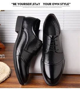 Detailansicht der schwarzen Herren-Leder-Business-Schuhe mit klassischem Lochmuster