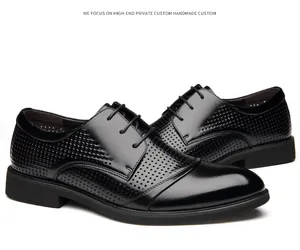 Detailansicht der schwarzen Business-Lederschuhe für Herren mit atmungsaktivem Design