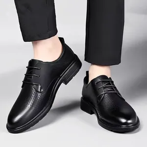 Zapatos de vestir transpirables de cuero genuino para hombres, boda y oficina