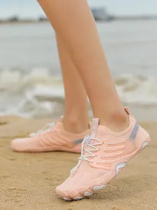 Breathable peach water shoes for beach and river wading with non-slip soft rubber sole