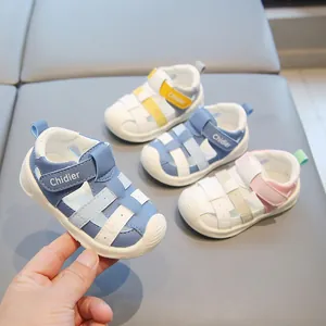 Sandales en Cuir Microfibre Imperméables pour Tout-petits Garçons Filles Semelle Souple Antidérapante Chaussures d'été Enfants