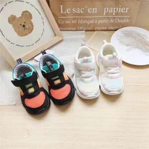 Breathable autumn kids gradient mesh sneakers for boys and girls with velcro closure