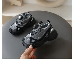 Detailed view of breathable mesh children's sandals with soft non-slip sole